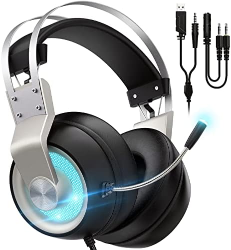 אוזניות משחק עם מיקרופון - תואם למחשב, PS4, מתג, Xbox - אוזניות משחקי מחשב עם ביטול רעש בום מיקרופון