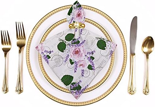 ורדים ורודים וינטג 'וארוחת ערב לשימוש חוזר של Lavendersed Allined Throci