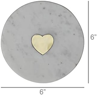 Areohome homart 4655-20 מגש שיש משובץ לב, אורך 6 אינץ 'אפור 6 אינץ' l x 6 אינץ 'w x 1inch h