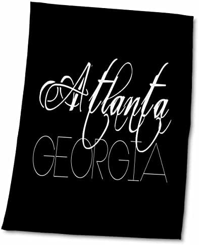 ערים אמריקאיות 3DROSE - אטלנטה ג'ורג'יה, לבן על שחור - מגבות