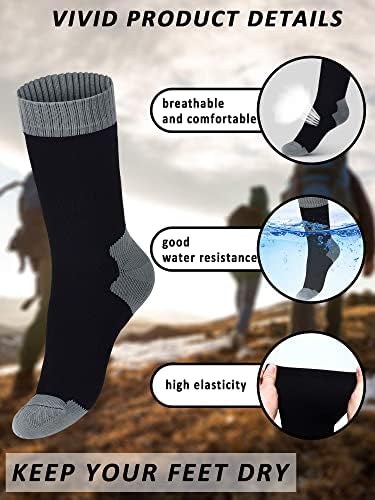 Giegxin 2 זוגות גרביים אטומות למים יוניסקס נושם גרבי טיול אטום למים לטיולים רגליים ריצה סקי דיג רכיבה על קיאקים