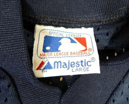 1983-90 מלאכים בקליפורניה משחק ריק הונפק תרגול חבטות כחול ג'רזי L 686 - משחק משומש גופיות MLB