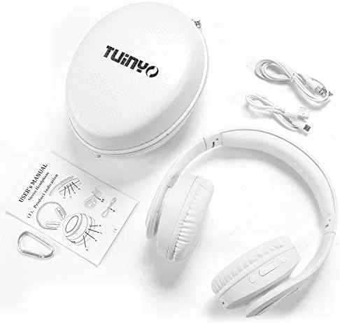 אוזניות Bluetooth Tuinyo אלחוטיות, מעל אוזניות אלחוטיות סטריאו אוזניות 40 שעות עם באס עמוק, אוזניים רכות-חלבון-חלבון,