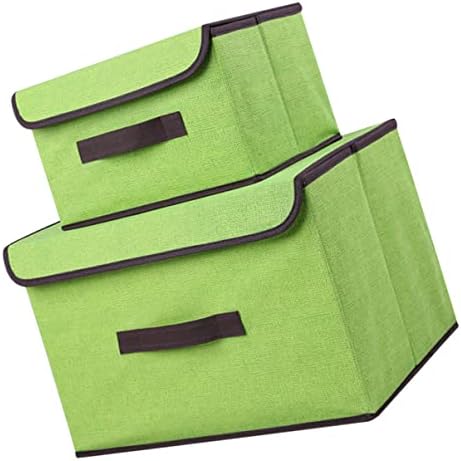 קבילוק מתקפל אחסון קופסות 1 סט2 יחידות קטן אחסון גדול ארגונית ירוק עם מכסה שקיות גודל ובגדים בגדים של מתקפל רב