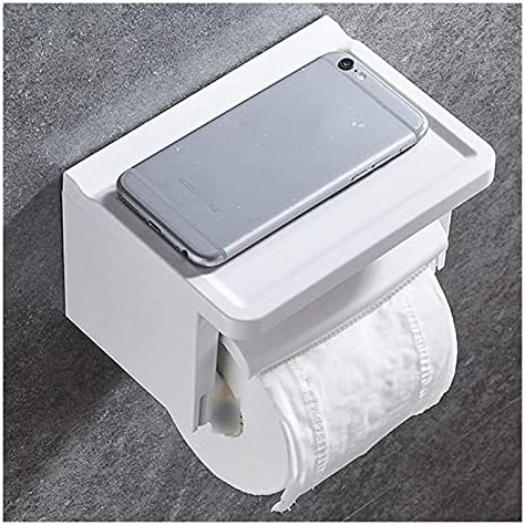 Rahyma Weiping - מחזיקי נייר טואלט עם מדף אגרוף קיר הר הרק רקמות מתקן נייר מארגן אחסון מדף מגבות לחדר אמבטיה