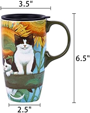 17 עוז קפה ספל קרמיקה פורצלן לאטה כוס תה עם מכסה. חתול