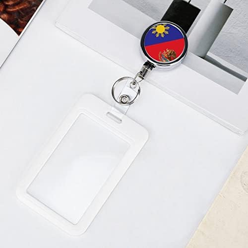 פיליפינים מקסיקו דגל מתכת תג מחזיק סליל נשלף שם מזהה כרטיס מחזיק עם חגורת קליפ מפתח טבעת