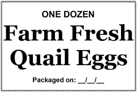 תוויות קרטון ביצי שליו / ביצי שליו טריות בחווה / תריסר אחד / עם תאריך אריזה / 3.5 אינץ 'על 2.4 אינץ', שחור