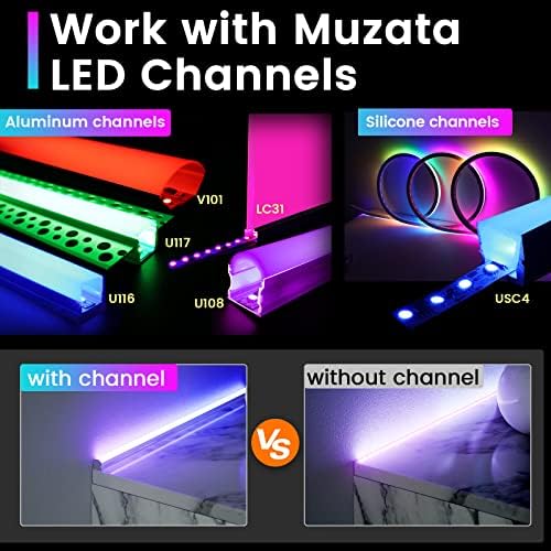 MUZATA 16.4ft 3535 אורות רצועת LED DC12V צבע הניתן להתייחסות לשינוי עוצמה גבוהה 96LEDS/M AC1L