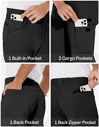 מכנסי טיול מטען של Puli גברים מכנסי עבודה חיצוניים אטומים למים מכנסיים 7 כיסים קלים משקל יבש לדיג גולף
