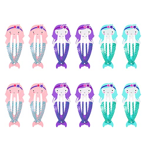 12 חתיכות בת ים שיער קליפים ססגוני מתכת הצמד שיער קליפים יפה סיכות בת ים שיער אביזרי עבור נשים ובנות