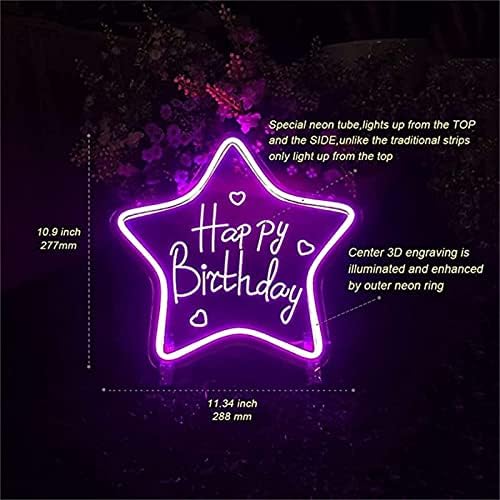 DVTEL PURPLE STAR יום הולדת שמח שלט ניאון LED דוגמנות אור אור אותיות זוהרות שלט לוח אקרילי ניאון