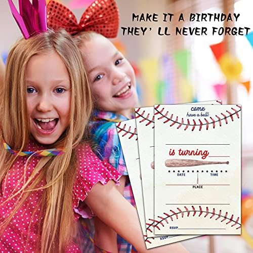 ISOVF 4 x 6 כרטיסי הזמנה למסיבת יום הולדת בייסבול עם מעטפות- מסיבת סגנון מילוי נושא ספורט מזמינה- C25