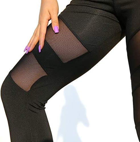 טלאי רשת לנשים חותלות ספורט מכנסיים אלסטיים ברגליים ארוכות מכנסי יוגה מכנסי יוגה נשים