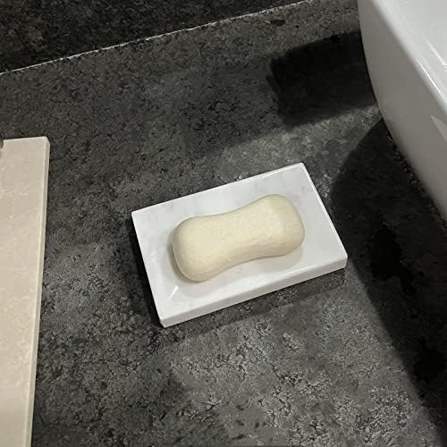 StonePlus טבעי חלק סבון שיש סבון שיש/מחזיק ספוג פנים/מגש ספוג איפור אמבטיה עם חור ניקוז