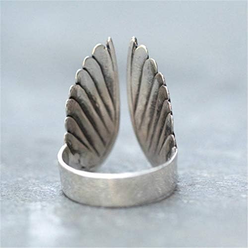 מגמת טבעת שחורה תכשיטים מלאך רטרו טבעת טבעת כנף וינטג 'טבעות פתוחות סט טבעות גברים