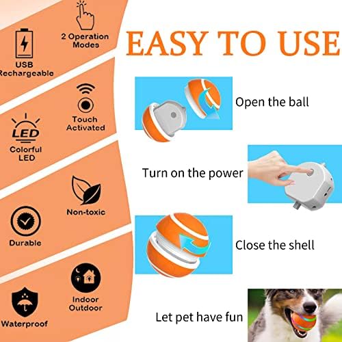 צעצועי כדור כלבים אינטראקטיביים לשעמום וגירוי כדור גלגול פעיל עם שלט רחוק לכלבים כדור קפיצה