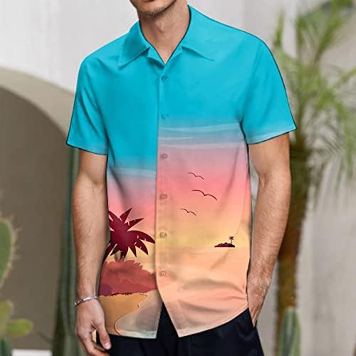 חולצה הוואי לגברים רזה מתאימים כפתור גרפי וינטג 'למטה חולצות באולינג
