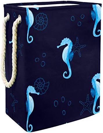 דייה כחול כהה ימי ים סוס כוכב ים סלי כביסה סל גבוה חסון מתקפל למבוגרים ילדים בני נוער בנות בחדרי שינה
