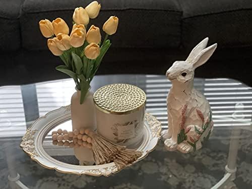 לוטוס הילס קישוטי פסחא באביב, 11.2 שרף במצוקה ארנב פסחא עם פרח הקלה תלת מימדי, מתנות פסחא לילדים