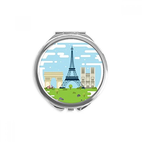 אייפל מגדל צרפת ציון דרך איור יד קומפקטי מראה עגול נייד כיס זכוכית