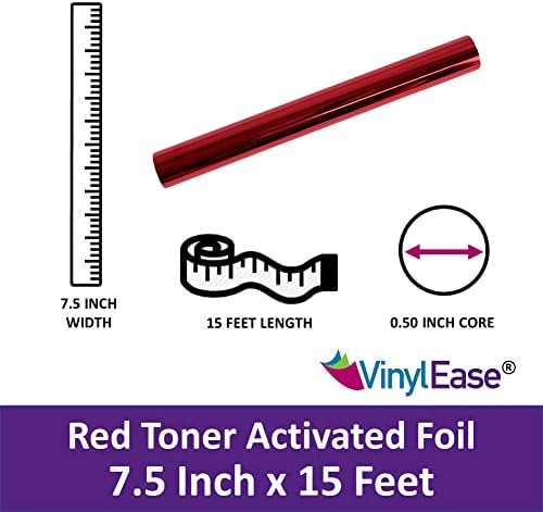 ויניל קלות טונר אדום גליל נייר כסף תגובתי, 7.75 אינץ 'x 15 רגל, השתמש במדפסת לייזר, למינטור.