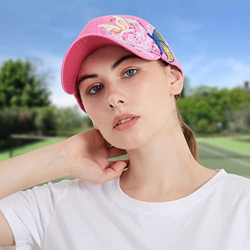 כובעי בייסבול נשים, כובע שמש רקום נושם מתכוונן לספורט סאנבון רשת גולף חיצוני