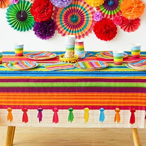 4 יחידות פיאסטה נושא מסיבת מפת שולחן, מקסיקני סרפה שולחן רץ, סינקו דה מאיו הדפסת פלסטיק כיסויים עבור מקסיקני