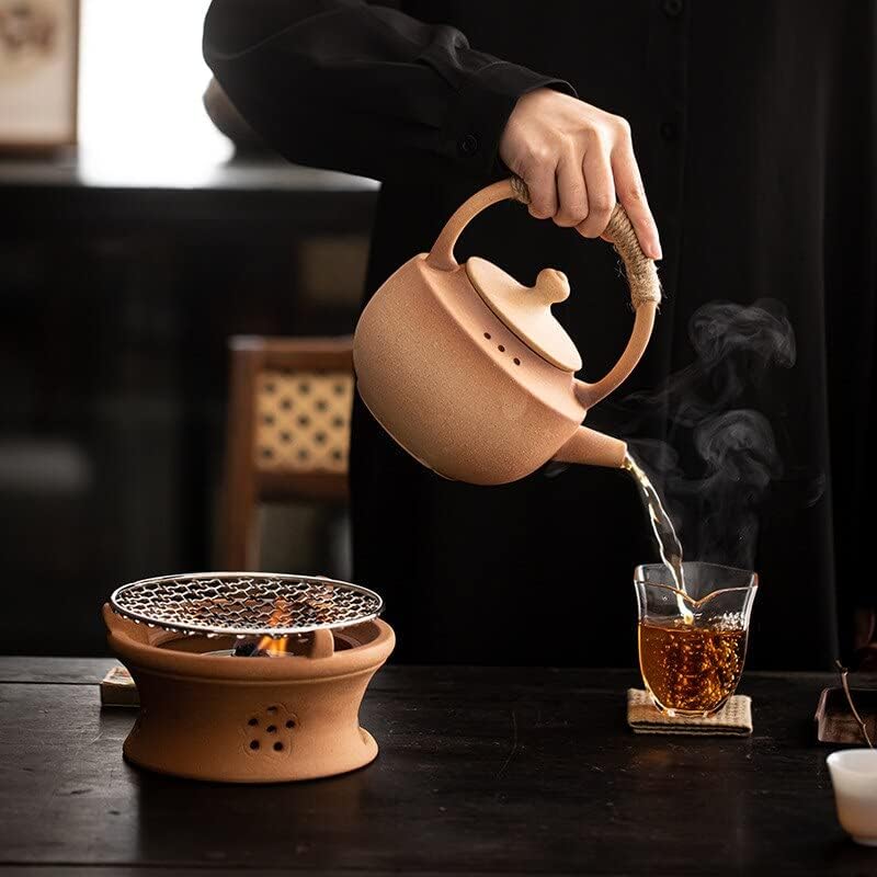 יפנית בעבודת יד קונג פו תה סט קומקום עגול תנור עגול תנור אלכוהול מיידי כיריים בוערת יבש חימר קומקום קרן תה