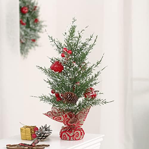 Hanzx Yuan Artirish 16 אינץ 'מיני מלאכותי קישוטי עץ חג המולד קטן, עץ השולחן הקטן לחג המולד לעיצוב המסיבה