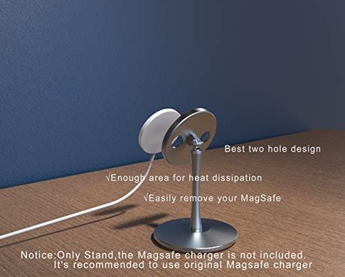 עמדת טלפון של Hyannes עבור מטען Magsafe, מעמד שולחן מחזיק עגינה טעינה באלומיניום, תואם ל- Apple iPhone 12