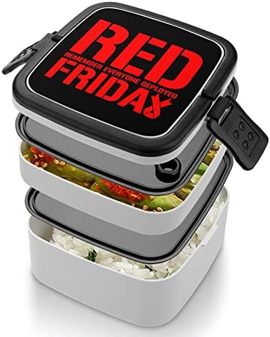 R.E.D זכרו את כולם פרוסים קופסת ארוחת צהריים אדומה שישי ניידת שכבה כפולה בנטו קופסה קיבולת גדולה
