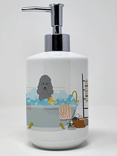 קרוליין של אוצרות וודק5765 סבון כסף פודל באמבטיה קרמיקה מתקן לסבון, יד מתקן לסבון משאבת בקבוקי אמבטיה מטבח, ריק