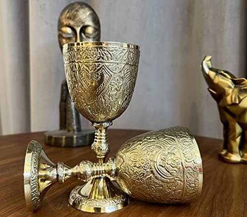 מורקומארט בציר פליז מובלט גביע גביע מימי הביניים בהשראת זכוכית גותי נושא חג המולד גביע גביע