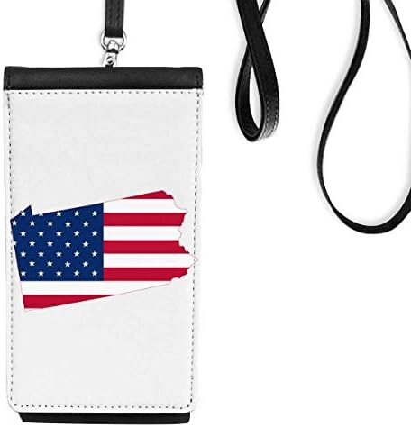 פנסילבניה אמריקה מפה מככבת פסים דגל ארנק טלפון ארנק תליה כיס נייד כיס שחור