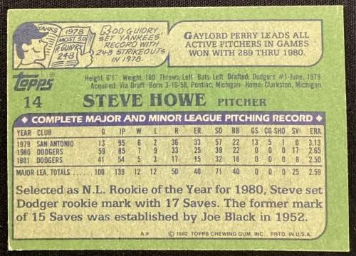 סטיב האו חתום 1982 Topps 14 כרטיס בייסבול La Dodger