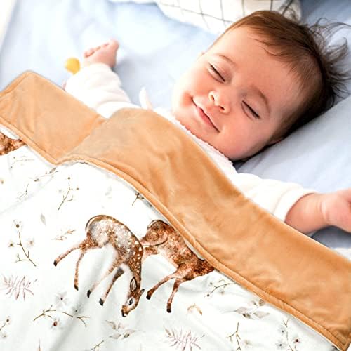 צבי קרואלי שמיכה לתינוקות וגיליונות עריסה ניטרליים, מיטות פעוטות בעלי חיים יערות לבנים ובנות, סופר