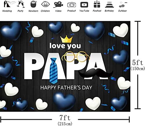 Hilioens 5 × 3ft תפאורה של יום האב שמח אני אוהבת אבא דפוס עץ שחור אהבה פפה בזכות אבא קישוטי מסיבת הנושא רקע באנר