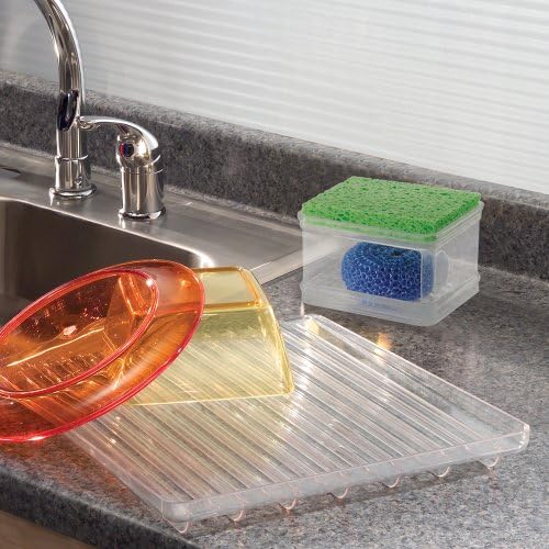 משטח מטבח בין-עיצובי כיור דו-שכבתי ומחזיק סבון