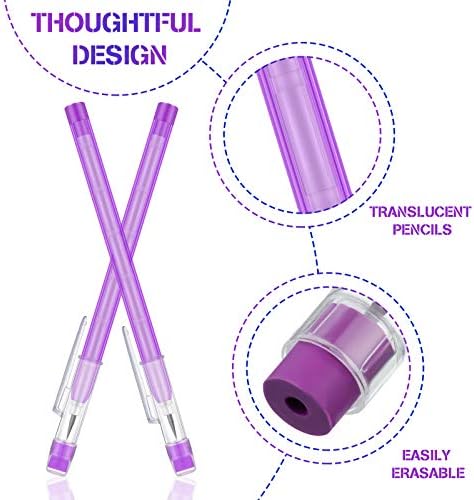 עפרונות ערימה של Zonon עיפרון מרובי -נקודה HB עיפרון שקוף צבעוני ללא חידוד עפרון פלסטיק עם מחק תואם לבנות,