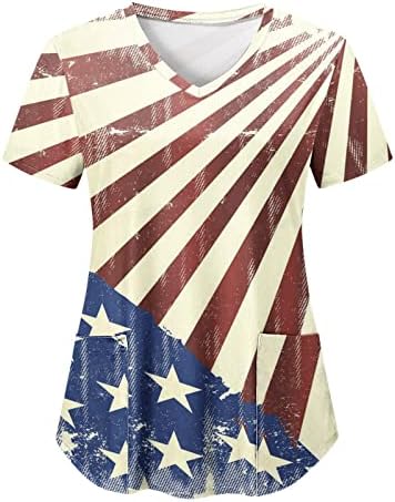 4 ביולי חולצות טי לנשים קיץ שרוול קצר חולצת טריקו דגל אמריקאי חולצת טריקו פטריוטית חולצות טוניקה