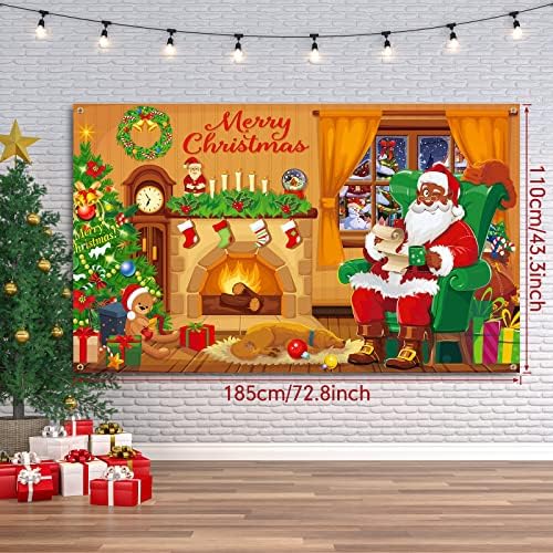 תפאורת חג מולד שמח חג המולד חג המולד שחור סנטה קלאוס קישוט רקע לצילום אח קיר קיר תלייה באנר תמונות