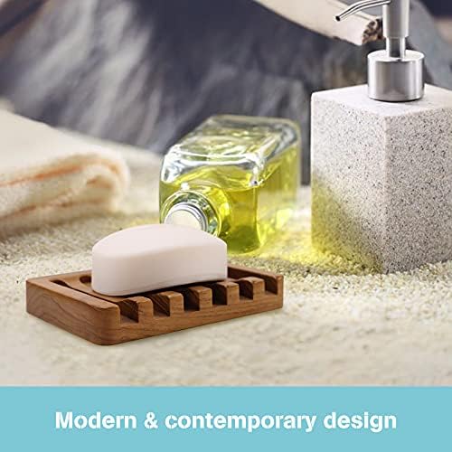 סבון צלחת עם מלוכסנת מפל עיצוב על ידי, בר סבון מחזיק טיק עץ, סבון שומר עבור מקלחת, אמבטיה, מטבח,