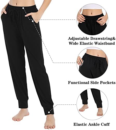 נשים מכנסי טרנינג גבוהה מותן יוגה מכנסיים עם כיסים אלסטי שרוך רצים אתלטי מכנסיים למתוח זיעה מכנסיים