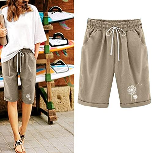 מכנסי ברמודה בקיץ לנשים לנשים מכנסי ברך כותנה מכנסיים קצרים מכנסיים מזדמנים אימון המותניים המותניים המותניים.