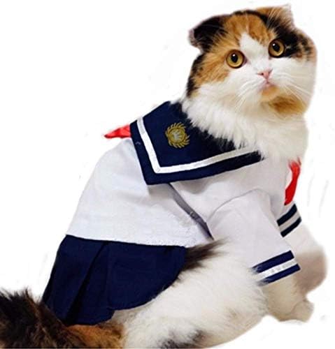 חליפת חיל הים של חיל הים של אניאק חליפת תלבושת תלבושת תלבושות עם חצאית חמודה חמודה של קשת אדומה לבגדים חמים לחתולים