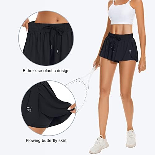 מכנסי פרפר Zando קצרים זורמים מכנסיים קצרים לנשים עם כיסים 2 ב -1 מכנסיים אתלטים לנשים מכנסיים