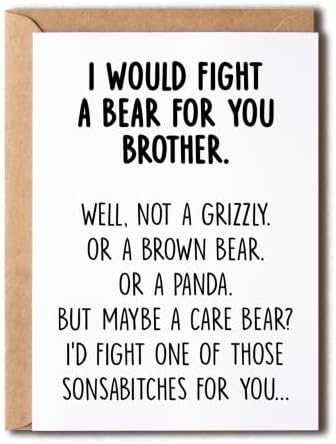 הייתי להילחם דוב בשבילך אח כרטיס-סיום מתנות לאח אחות אח אמא אבא חבר מצחיק מתנות לאח-אח כרטיס