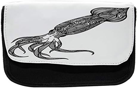 מארז עיפרון של קראקן לונאק, דיונון נוי של זנטל, תיק עיפרון עט בד עם רוכסן כפול, 8.5 x 5.5, אפור פחם