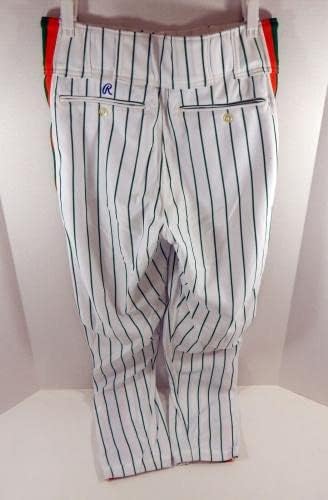 1991 ניו יורק Mets Mark Carreon 45 משחק השתמש במכנסיים לבנים סנט פטריק יום 33 9 - משחק משומש מכנסי MLB
